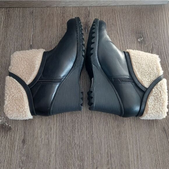 Skechers Parallel Shearling Ankle Boots in Black Leather Size 10 - Picture 6 of 10